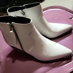 White heel ankle boots
